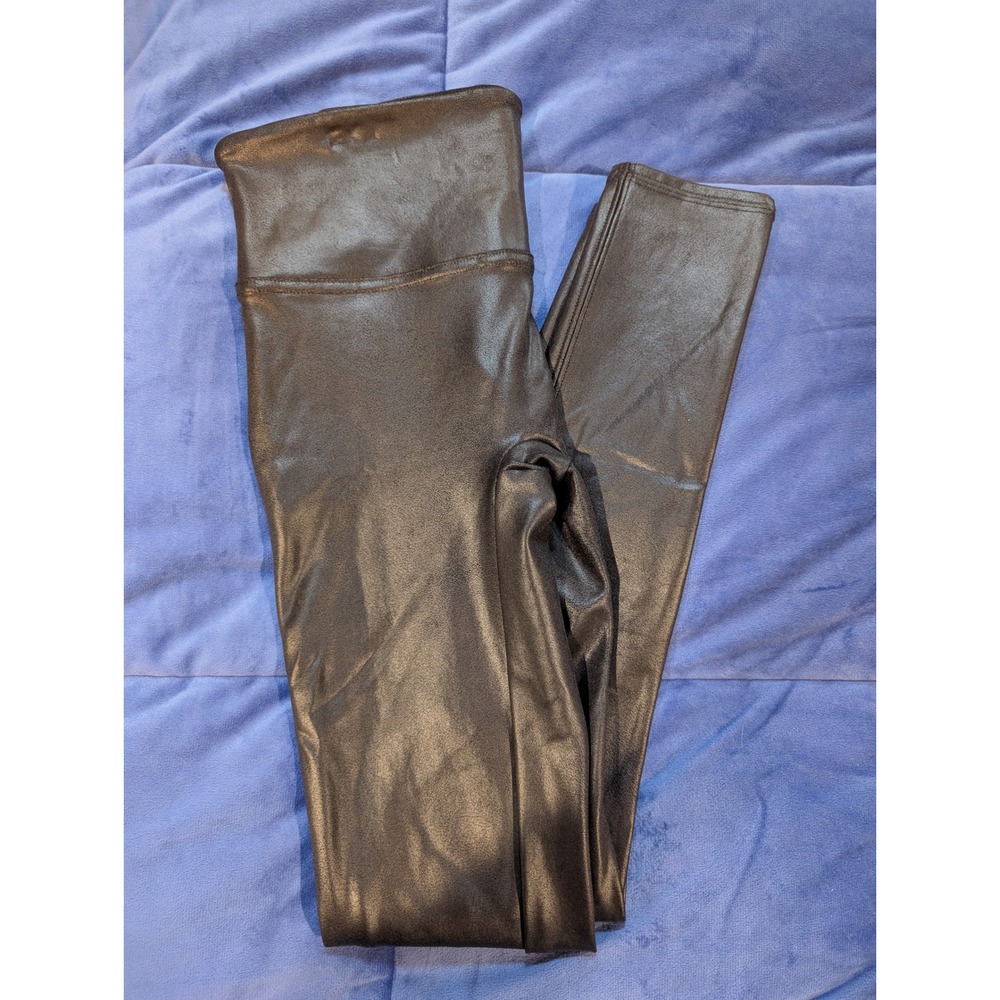 Spanx Faux Leather Leggings Black High Waisted Shaping - Size S